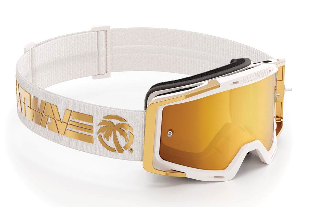 The MXG-250 Moto Goggle - Colby Raha 2.0 with gold lens on a white background.