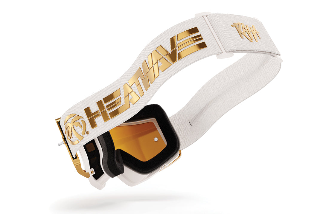 The MXG-250 Moto Goggle - Colby Raha 2.0 with gold lens on a white background.