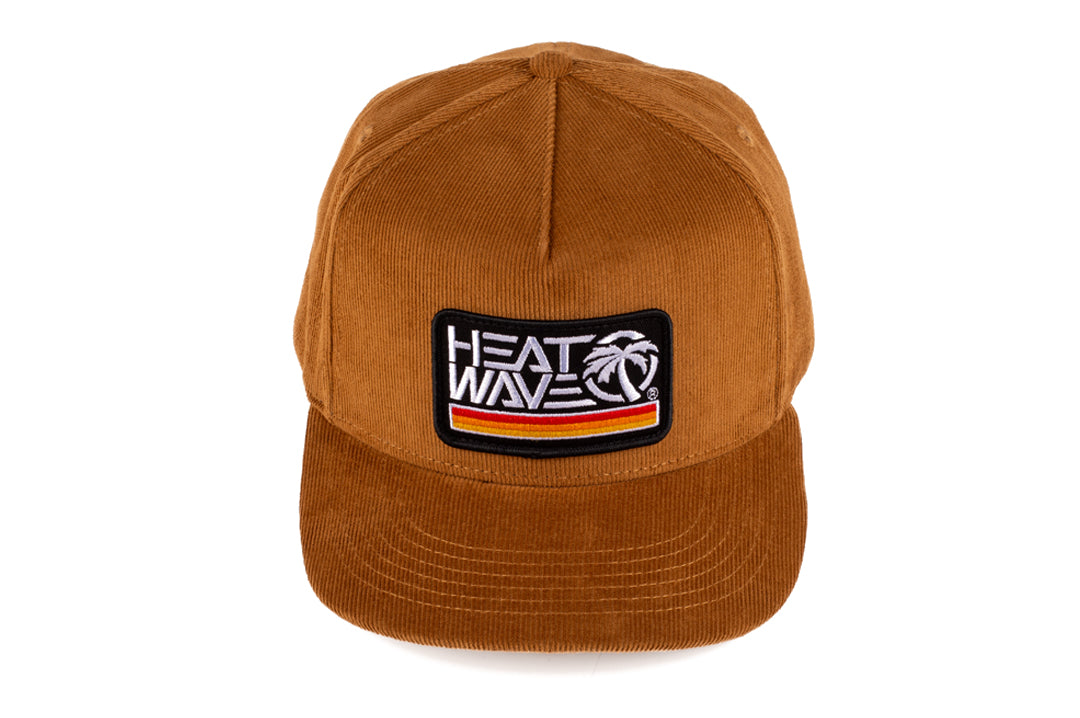 Top view of the Heat Wave Visual Retro Stripe Brown Hat. 