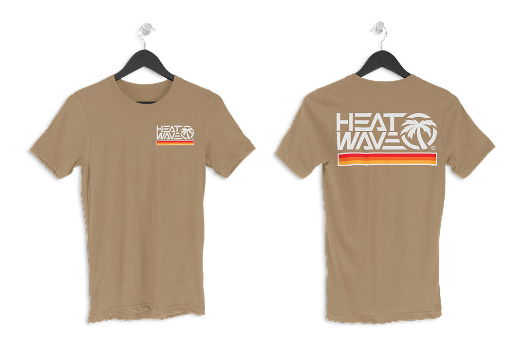 Heat Wave Visual Retro Stripe Tan T-shirt.