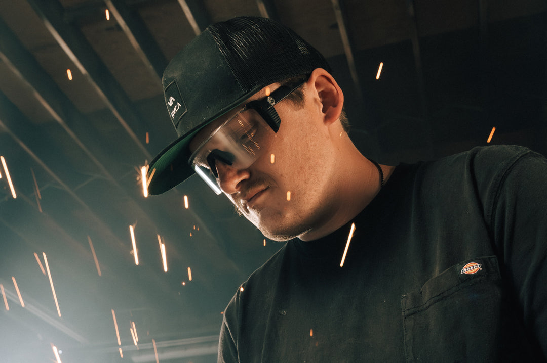 Man wearing Skynet anti-fog glasses