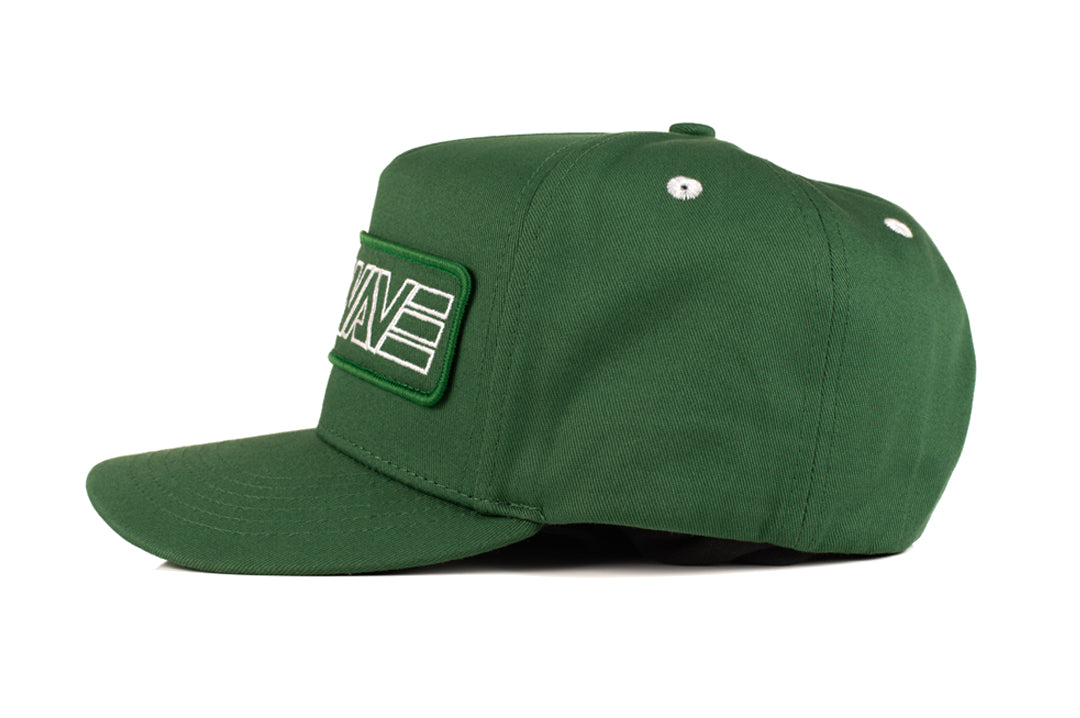 Side view of the Heat Wave Visual Split Billboard Alpine Green Hat.