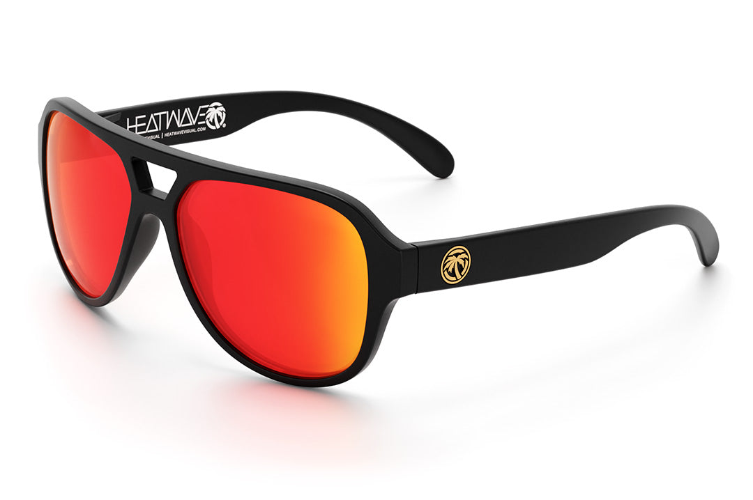 Heat Wave Visual Supercat Sunglasses with black frame and sunblast orange yellow lenses