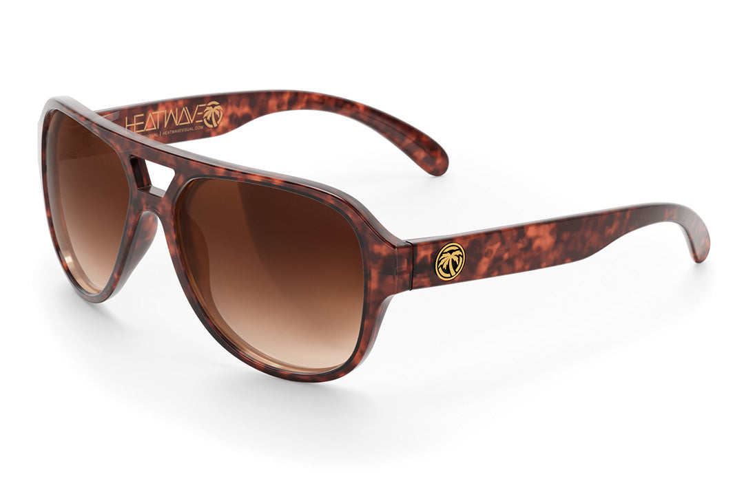 Heat Wave Visual Supercat Sunglasses with tortoise frame and brown lurk lenses.