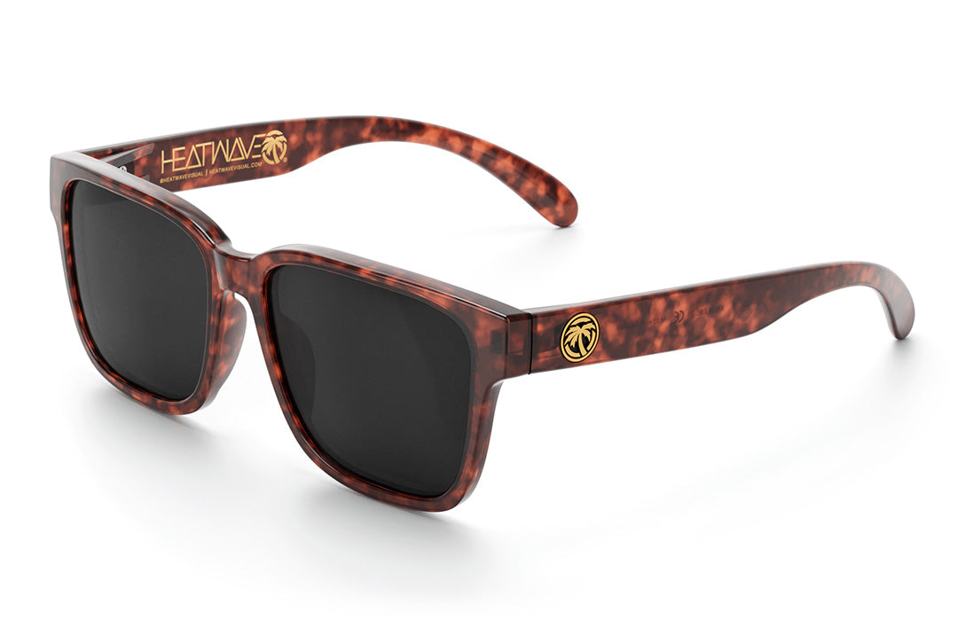 Heat Wave Visual Apollo Sunglasses with tortoise brown frame and black lenses.
