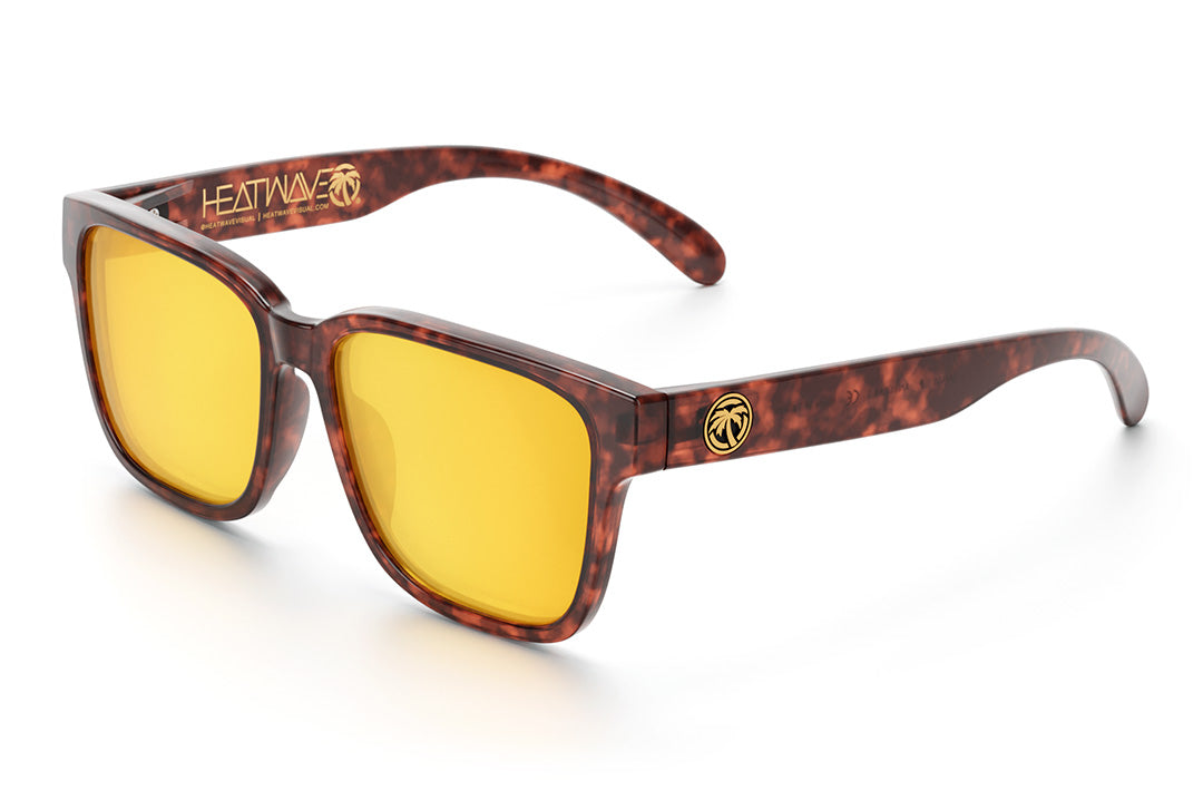 Heat Wave Visual Apollo Sunglasses with tortoise brown frame and gold lenses.