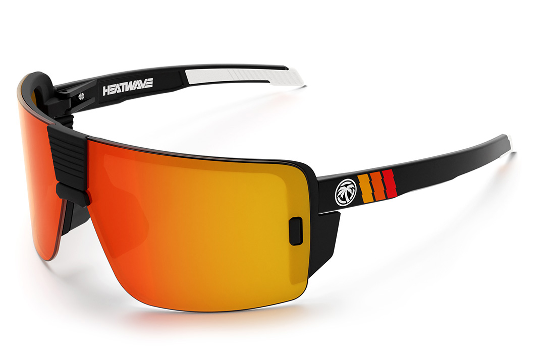 Heat Wave Visual Vector Sunglasses with black frame, turbo arms and sunblast orange lens.