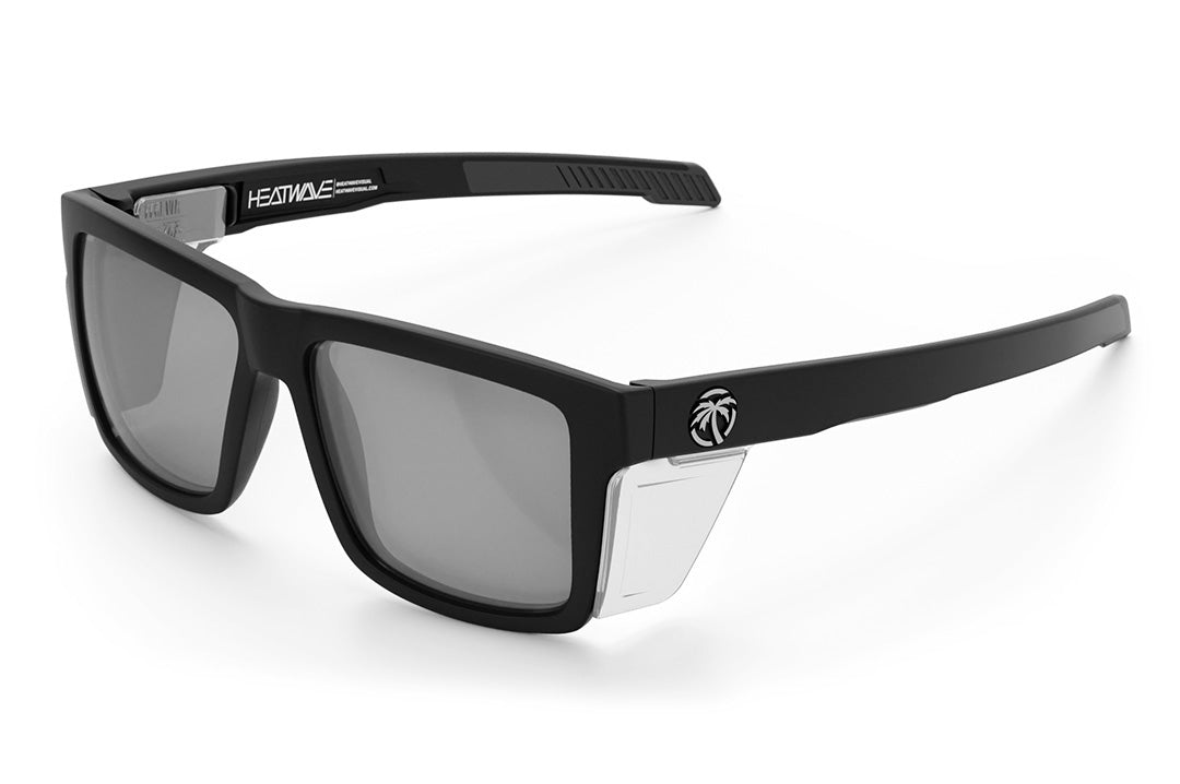 Heat Wave Visual Performance Vise Sunglasses with black frame, photochromic lenses and clear side shields. 