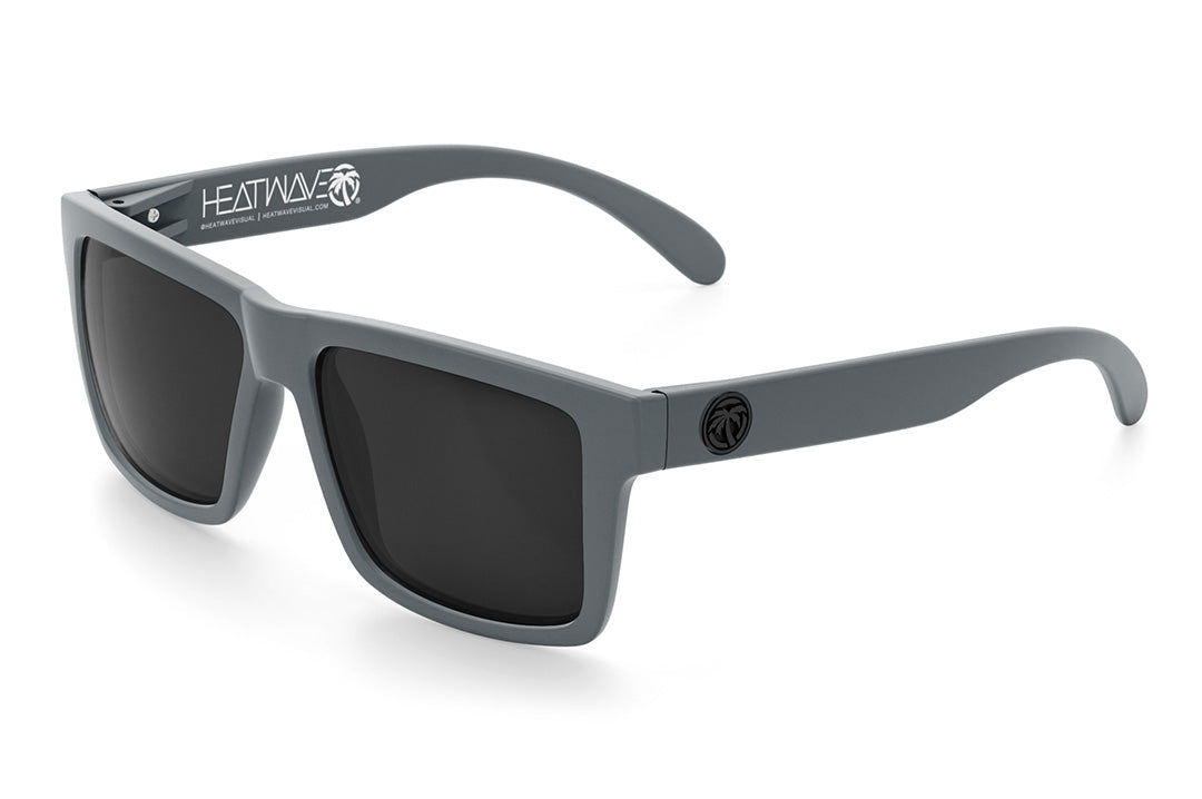 Heat Wave Visual Vise Sunglasses with satin grey frame and black lenses.