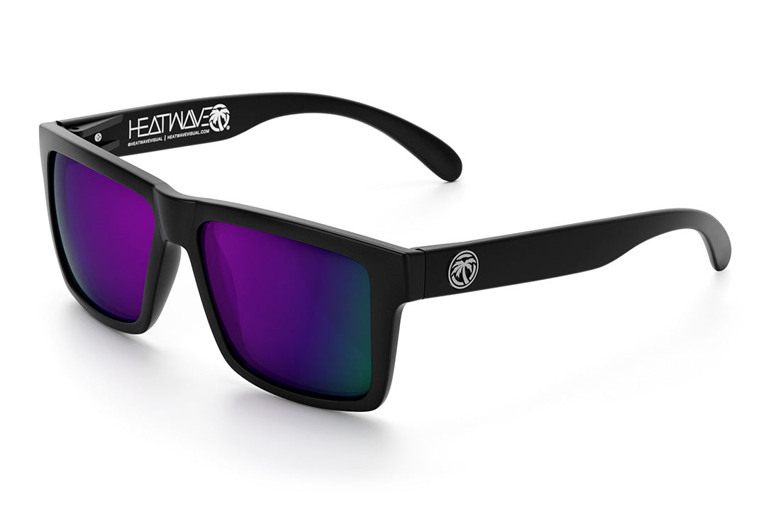 Heat Wave Visual Vise Sunglasses with black frame and ultra violet lenses. 