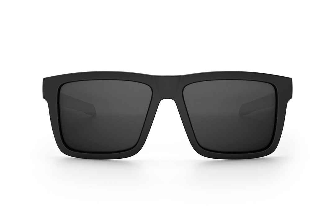 Front view of the Heat Wave Visual Performance XL Vise Sunglasses with black frame and black lenses.