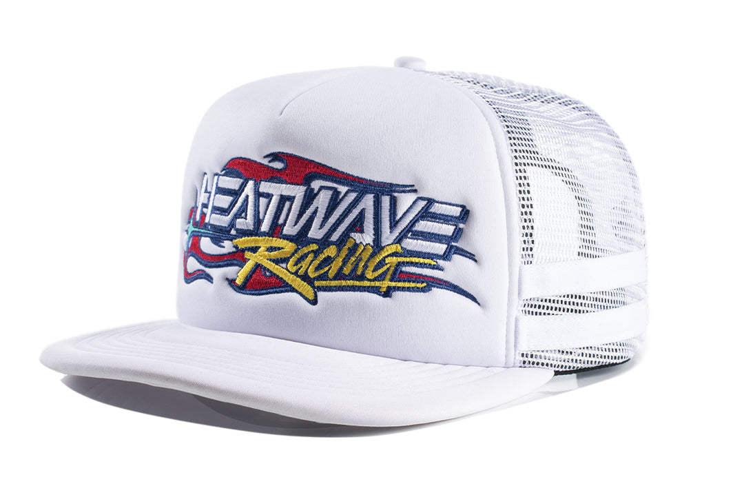 White Heat Wave Y2K Racing Hat on a white background.