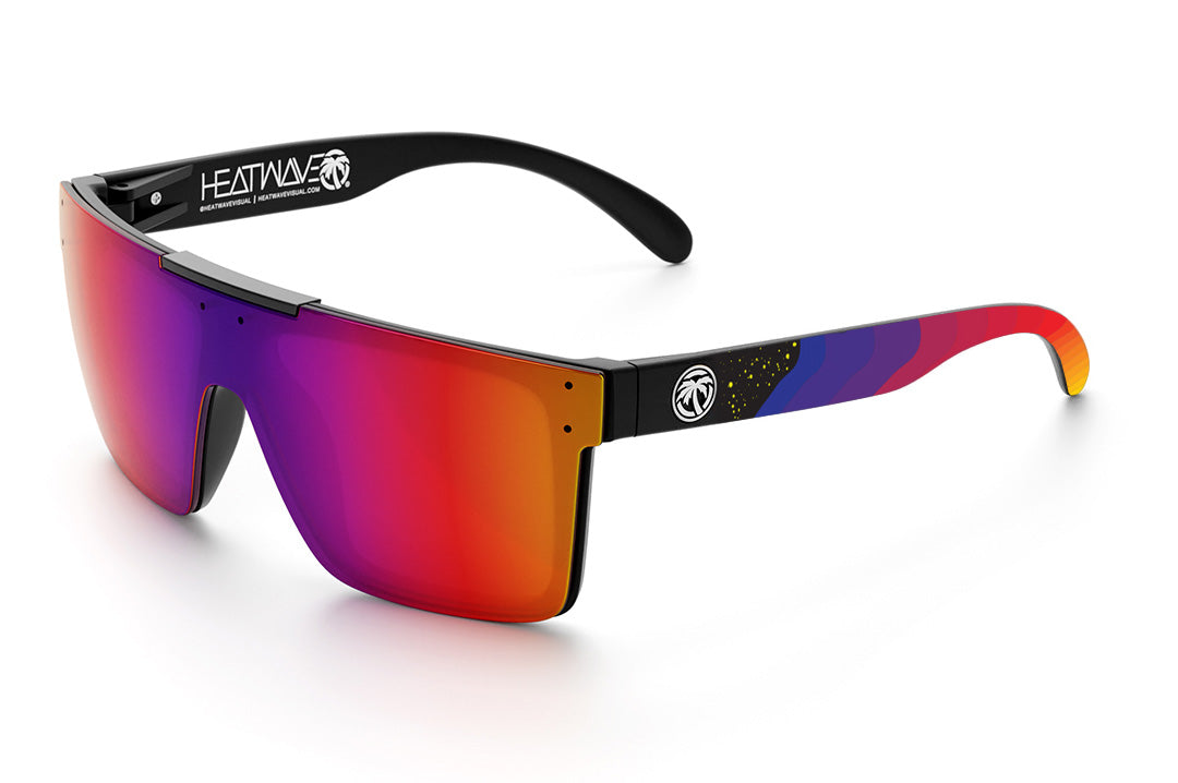 Heat Wave Visual Quatro Sunglasses with black frame, wavelength arms and atmosphere lens.