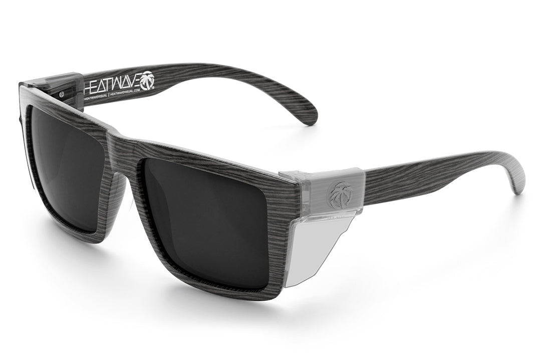 3/4 angle shot of the XL VISE Sunglasses: Deadwood Z87 on a white background with clear side shields