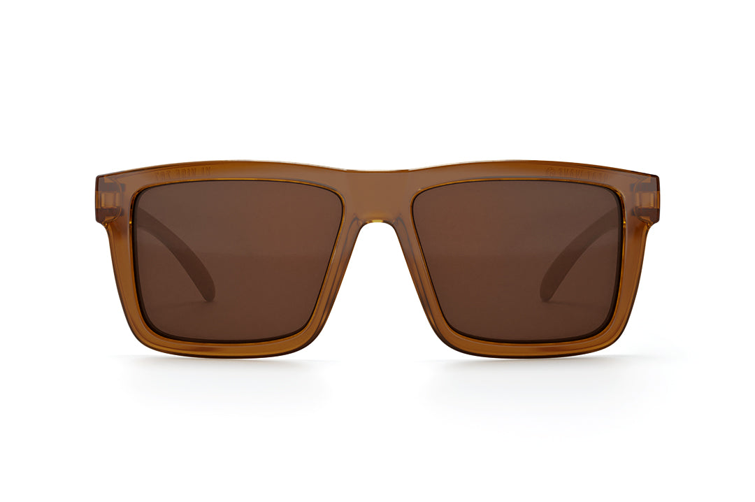 Front view of the XL VISE Sunglasses: Saddle with brown lens on a white background.