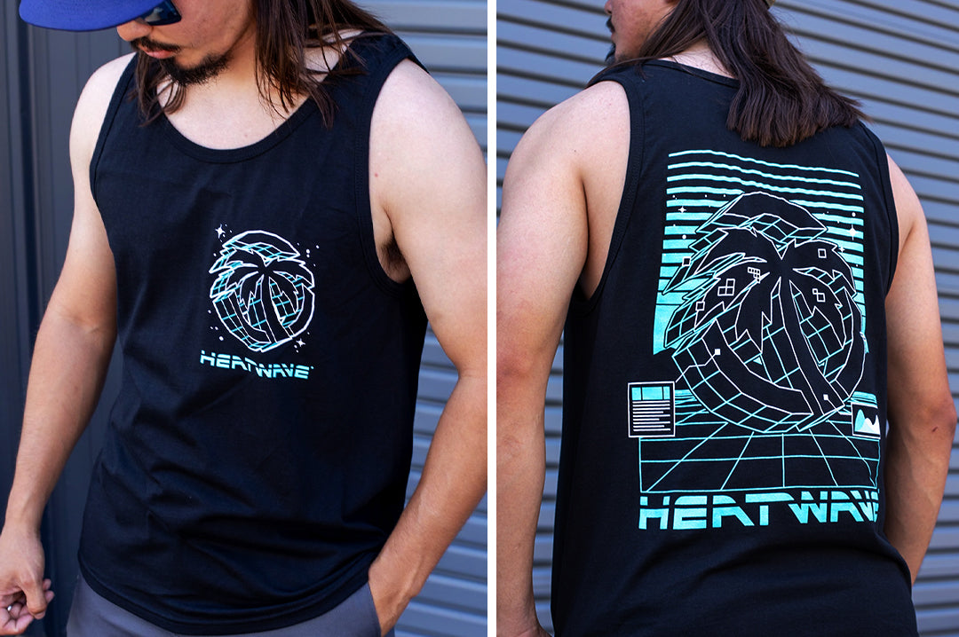 Robert the twin wearing the Heat Wave Visual Console Tank Top. 