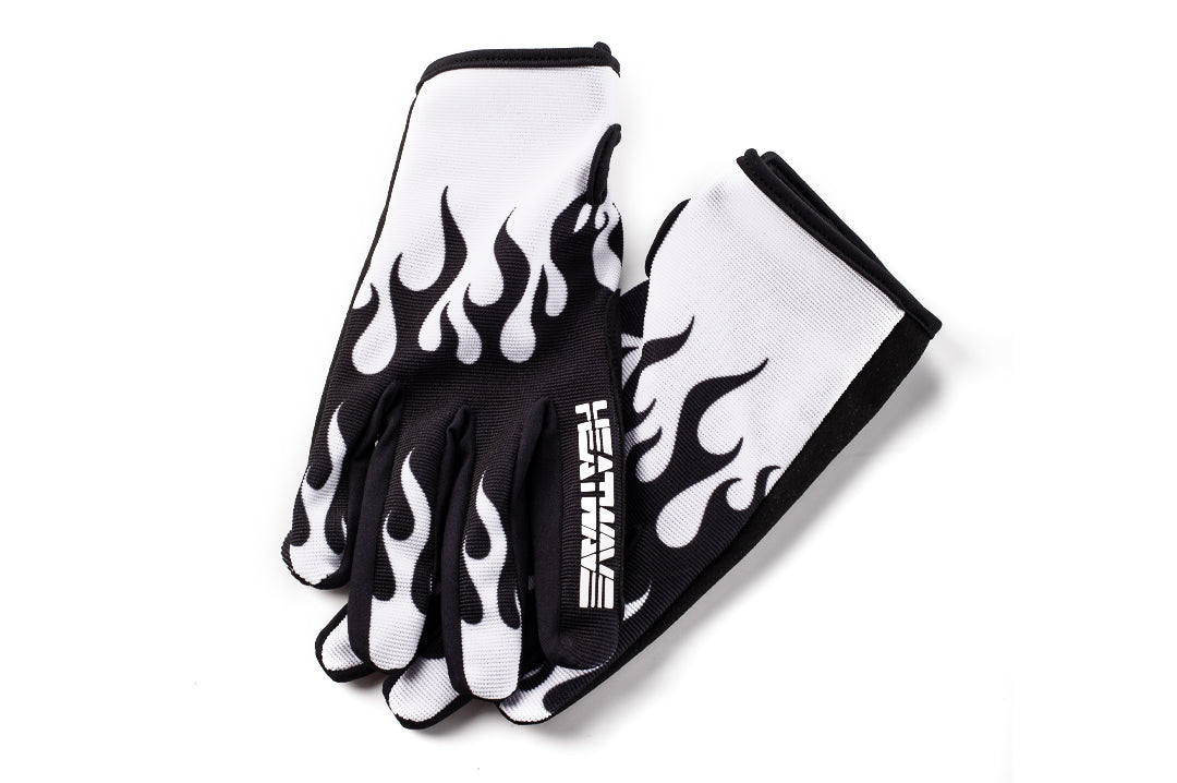 Heat Wave WHITE FLAME Moto Gloves