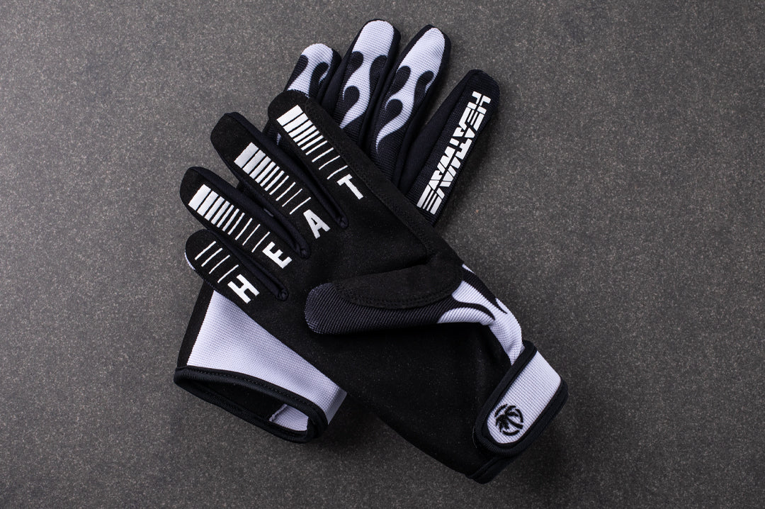 Heat Wave WHITE FLAME Moto Gloves