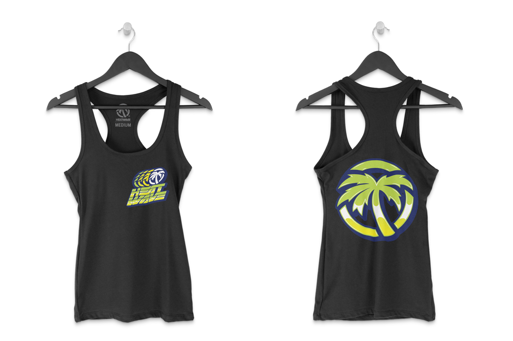The front and back side of the Heat Wave Y2K Ladies Tank Black on a white background.