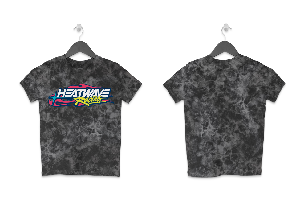 Front and backside of the Heat Wave Y2K YOUTH T-Shirt Black on a white background.