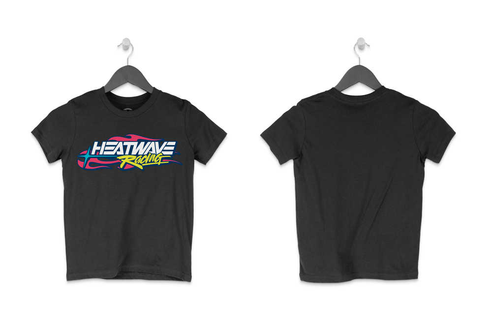 Front and backside of the Heat Wave Y2K TODDLER T-Shirt Black on a white background.