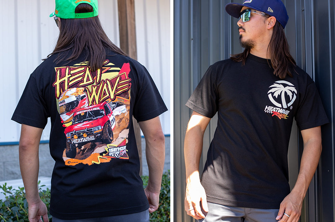 Robert wearing the Heat Wave Visual Isenhouer Racing 2024 T-shirt. 