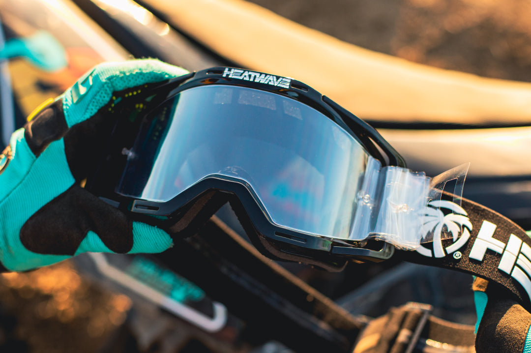 Heat Wave Visual MXG-250 Laminated Tear-Offs on the motosport goggle.