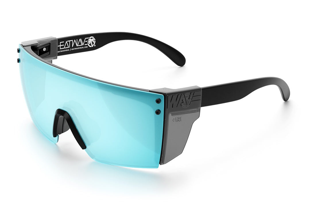 Heat Wave Visual Lazer Face Z87 Sunglasses with black frame, arctic chrome lens and smoke side shields.