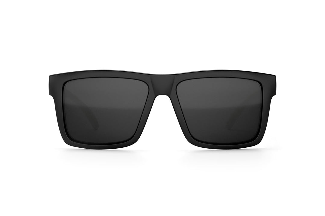 Front view of Heat Wave Visual Vise Z87 Sunglasses with black frames and black lenses.