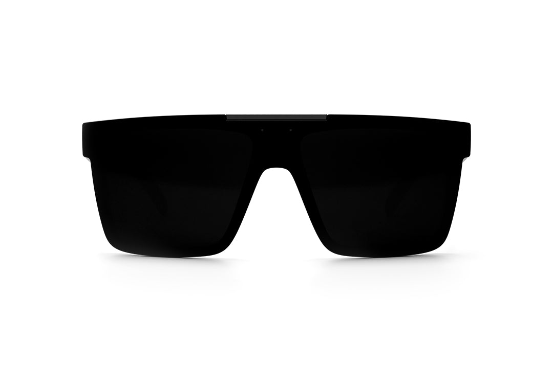 Front view of Heat Wave Visual Quatro Sunglasses with black frame and ultra black lens.