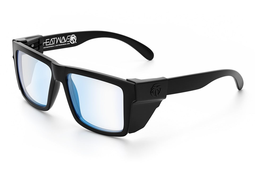 Heat Wave Visual Vise Z87 Sunglasses with black frame, blue light blocking lenses and black side shields.