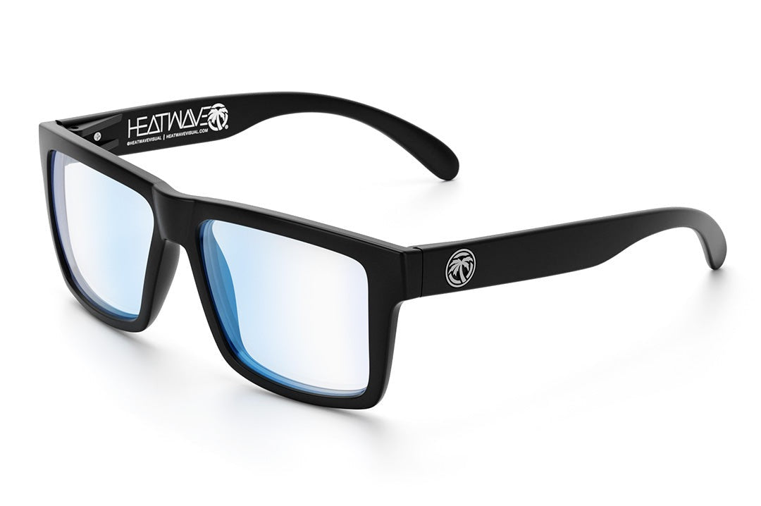 Heat Wave Visual Vise Z87 Sunglasses with black frame and blue light blocking lenses.