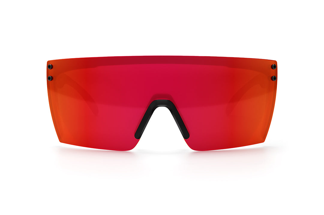 Front view of Heat Wave Visual Lazer Face Z87 Sunglasses with black frame and firestorm red lens.