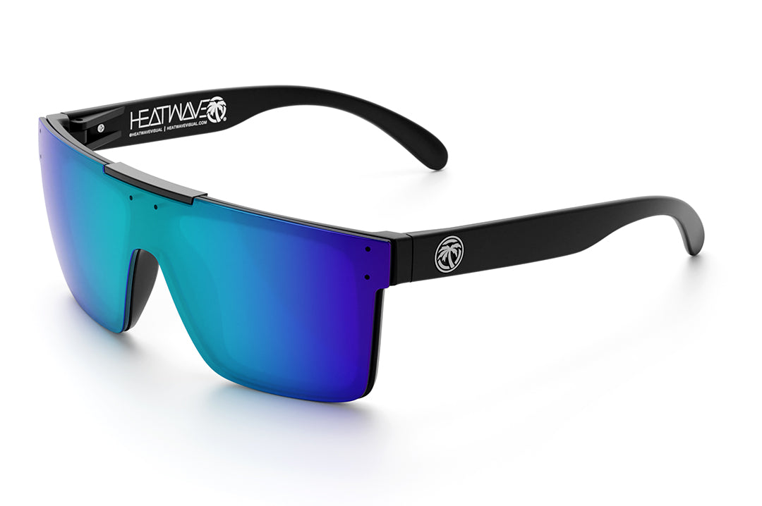 Heat Wave Visual Quatro Sunglasses with black frame and galaxy blue lens.