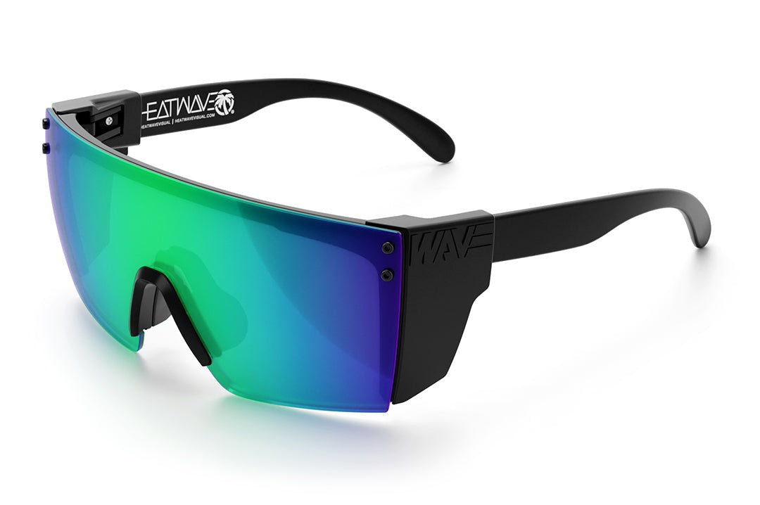Heat Wave Visual Lazer Face Z87 Sunglasses with black frame, piff green lens and black side shields.