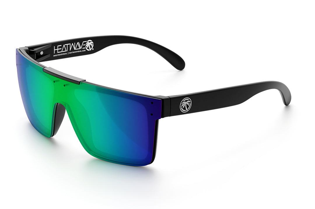 Heat Wave Visual Quatro Sunglasses with black frame and piff green lens.