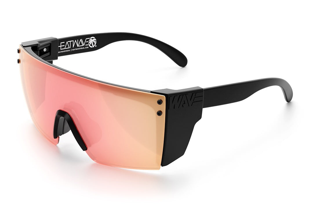 Heat Wave Visual Lazer Face Z87 Sunglasses with black frame, rose gold lens and black side shields.