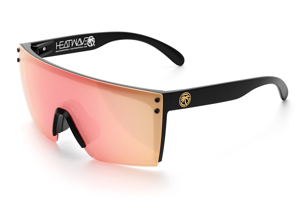 Heat Wave Visual Lazer Face Z87 Sunglasses with black frame and rose gold lens.