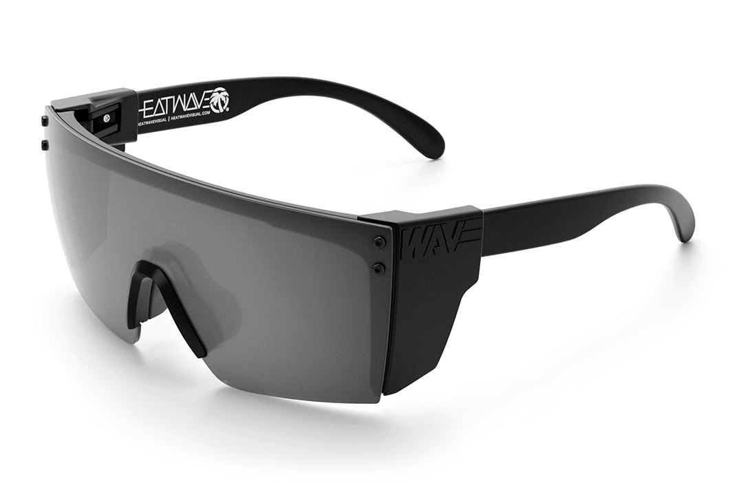 Heat Wave Visual Lazer Face Z87 Sunglasses with black frame, silver lens and black side shields.