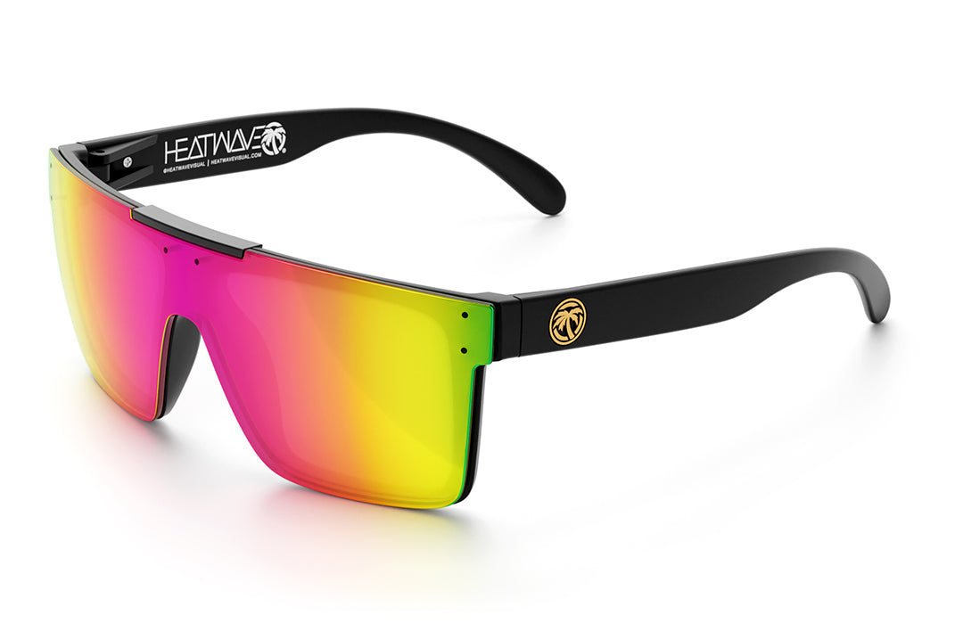 Heat Wave Visual Quatro Sunglasses with black frame and spectrum pink yellow lens.