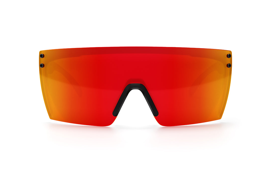 Front view of Heat Wave Visual Lazer Face Z87 Sunglasses with black frame and sunblast orange yellow lens.