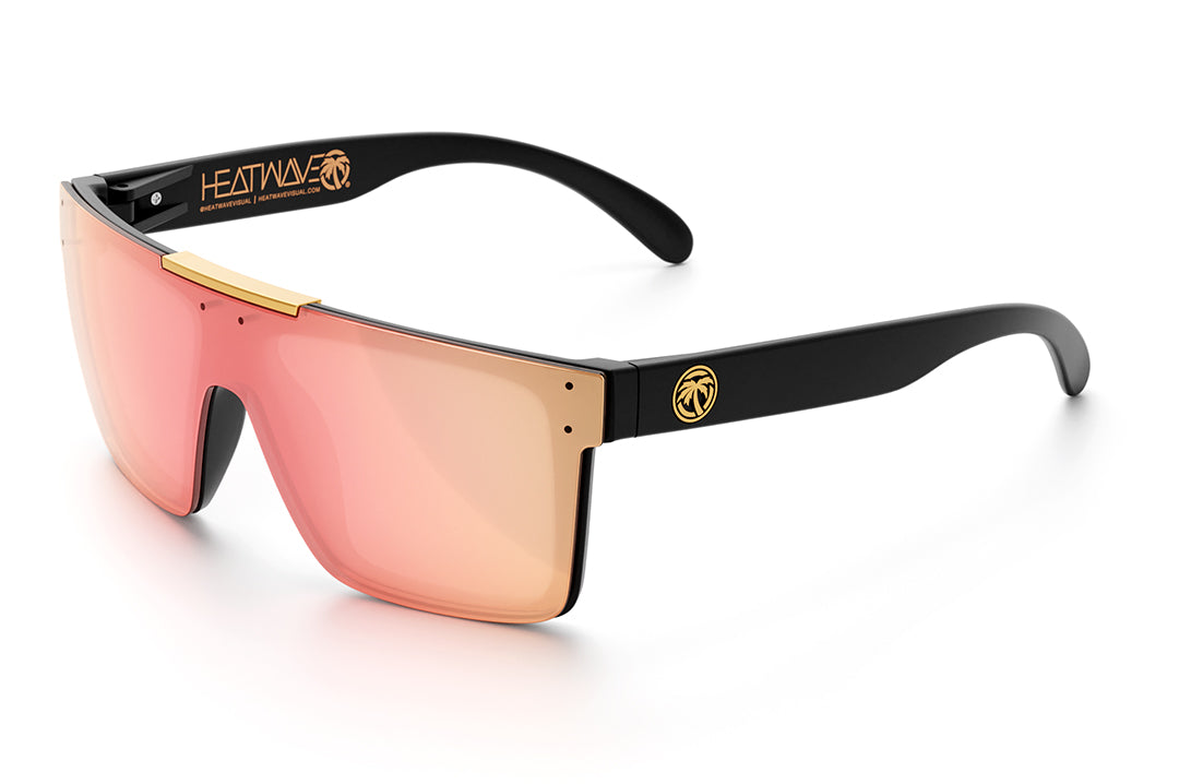 Heat Wave Visual Quatro Sunglasses with black frame and rose gold lens.
