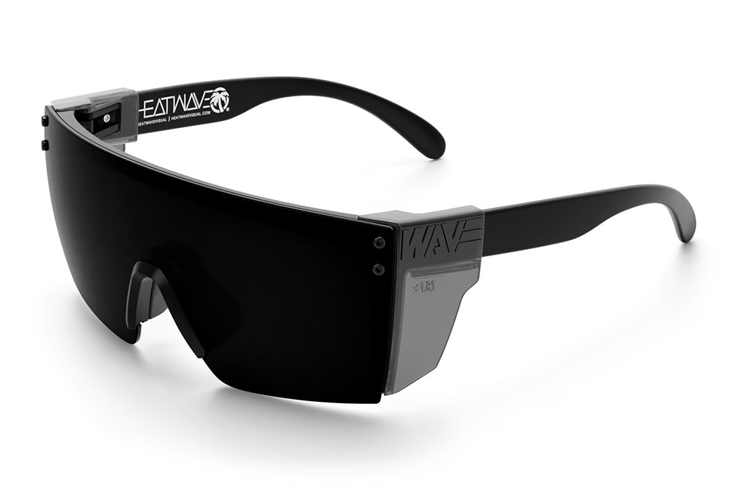 Heat Wave Visual Lazer Face Z87 Sunglasses with black frame, ultra black lens and smoke side shields.