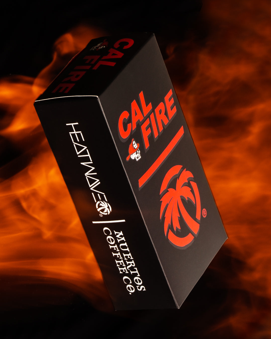 Heat Wave Visual Cal Fire XL Vise Sunglasses box engulfed in flames. 