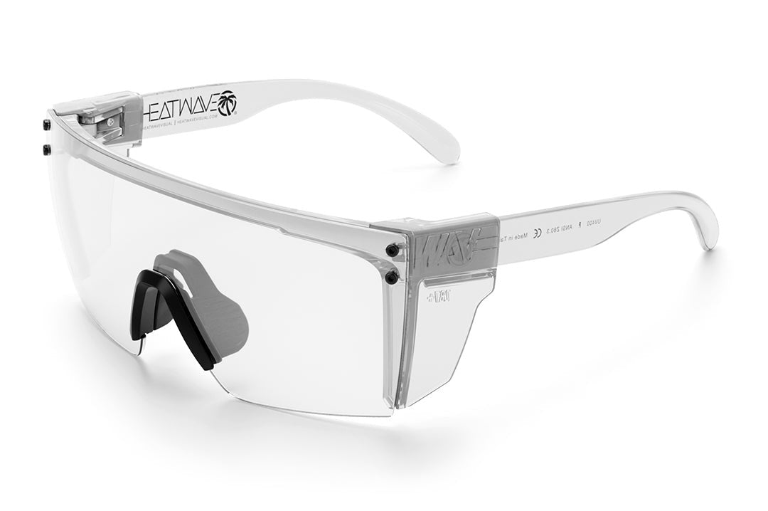 Heat Wave Visual Lazer Face Z87 Sunglasses with clear frame, Black nose piece, clear lens and clear side shields.