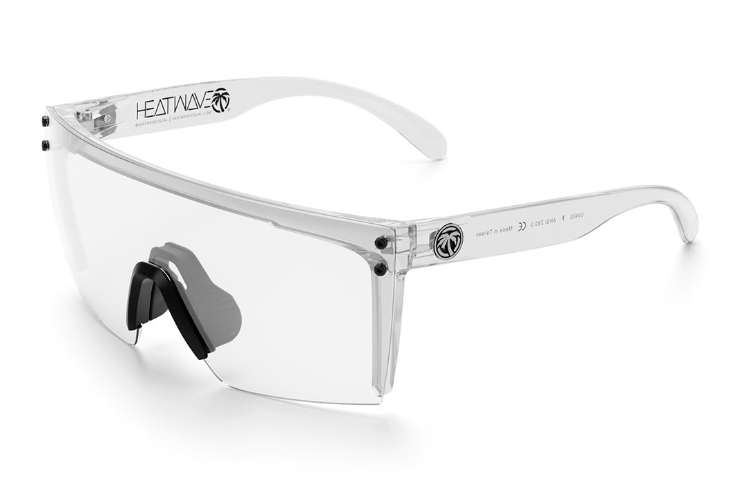 Heat Wave Visual Lazer Face Z87 Sunglasses with clear frame, Black nose piece and clear lens.
