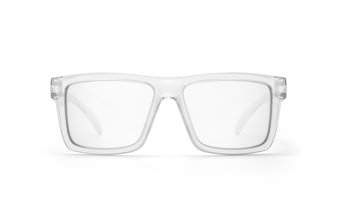 Front view of Heat Wave Visual Vise Z87 Sunglasses with clear frame and anti-fog clear lenses.