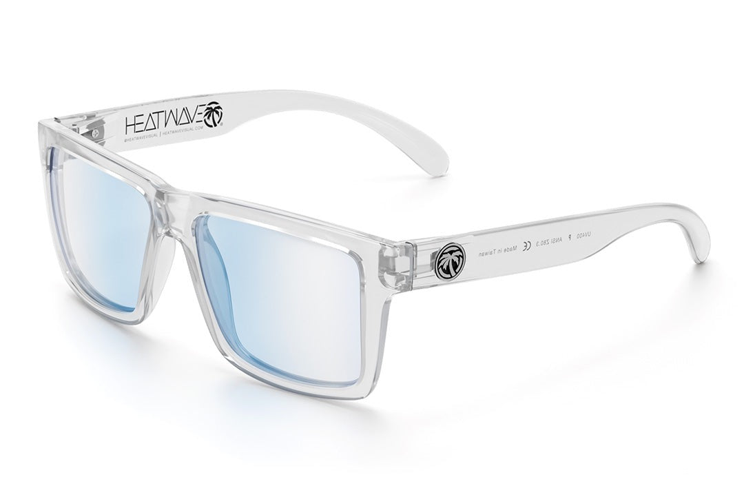 Heat Wave Visual Vise Z87 Sunglasses with clear frame and blue light blocking lenses.