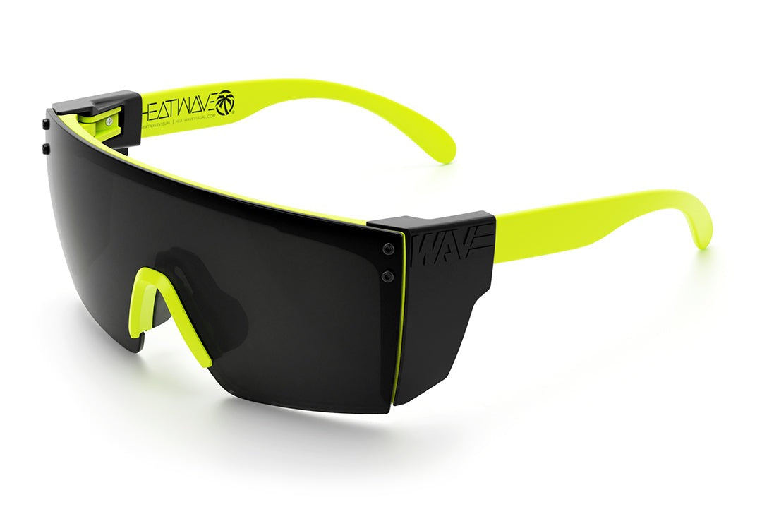 Heat Wave Visual Lazer Face Z87 Sunglasses with neon yellow frame, black lens and black side shields.