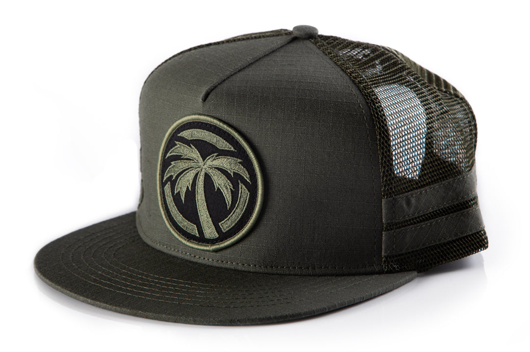Heat Wave Visual od green trucker hat with socom patch.